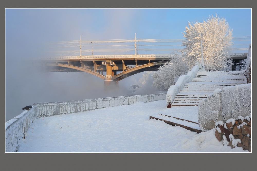 Embankment des Jenissei im Dezember
