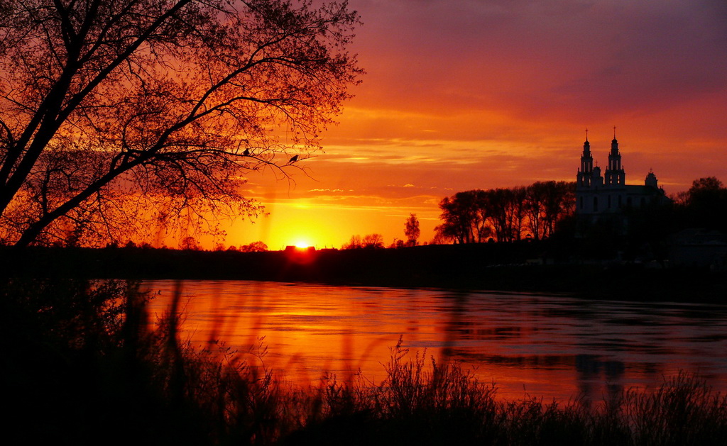 Sonnenuntergang über der Düna