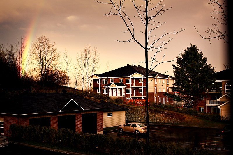 Regenbogen aus dem Fenster .. Sonnenuntergang ..