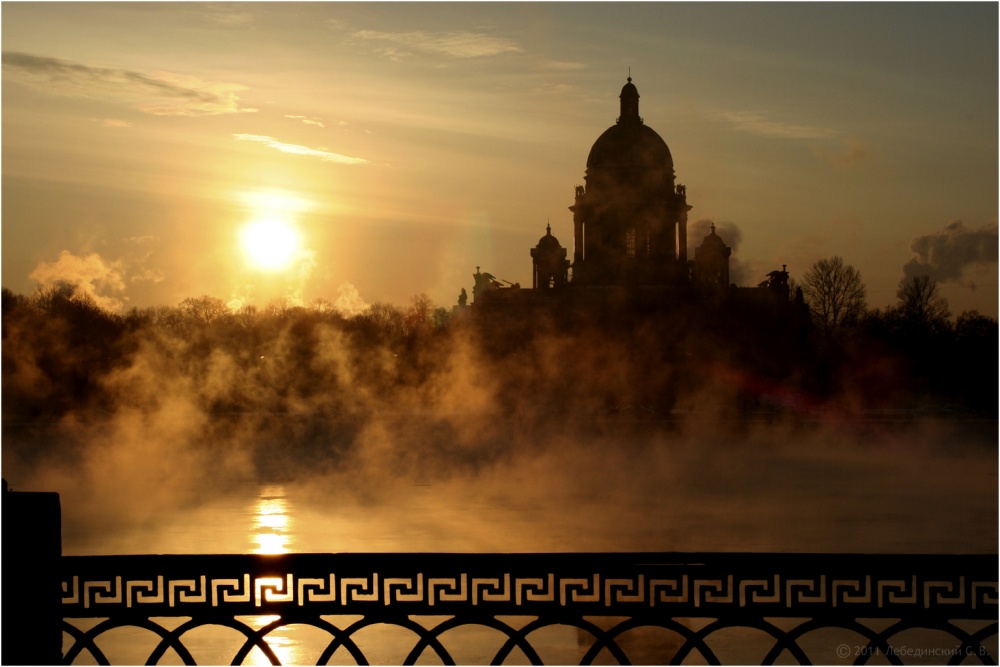 Petersburg, der Newa, minus 24 Grad Celsius