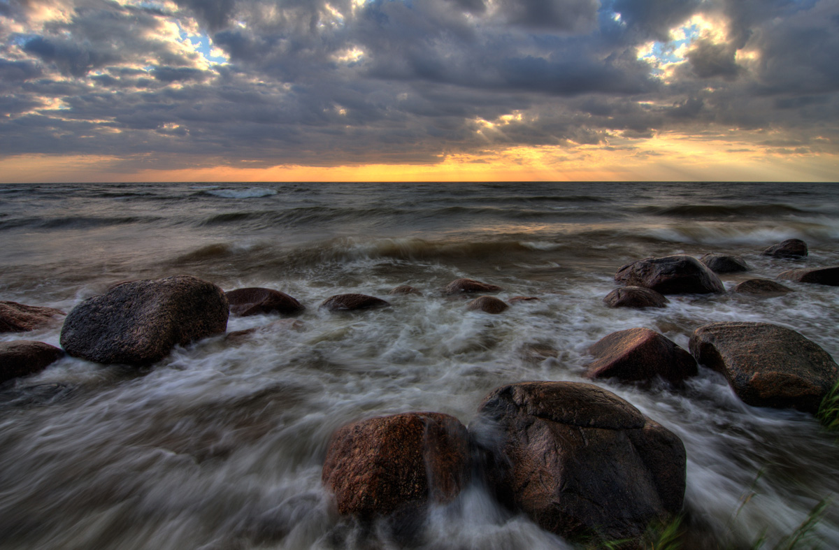 Rehearsal der Wellen unter der Kontrolle von Wind