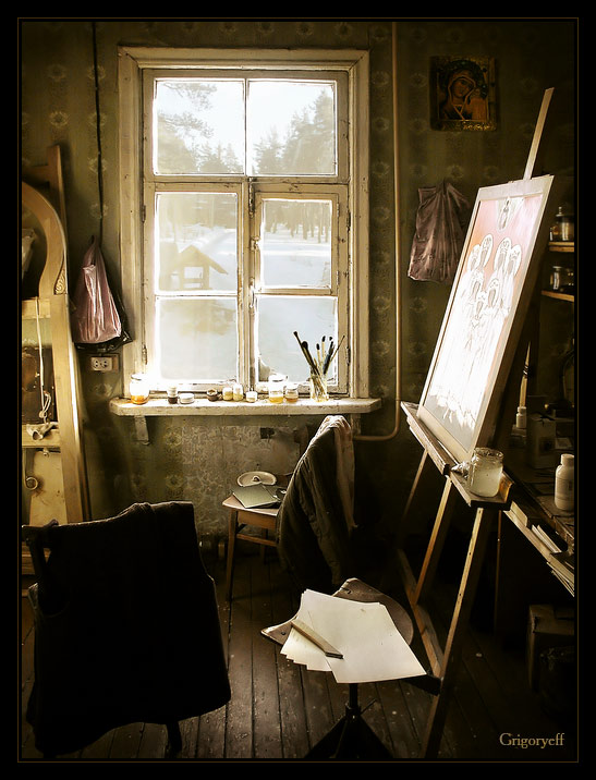 Fenster. Atelier des Künstlers