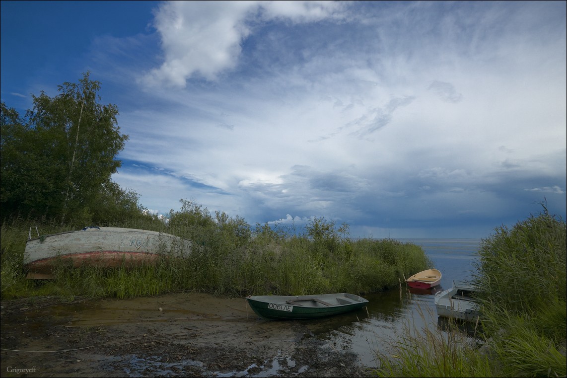 Landschaft mit Booten