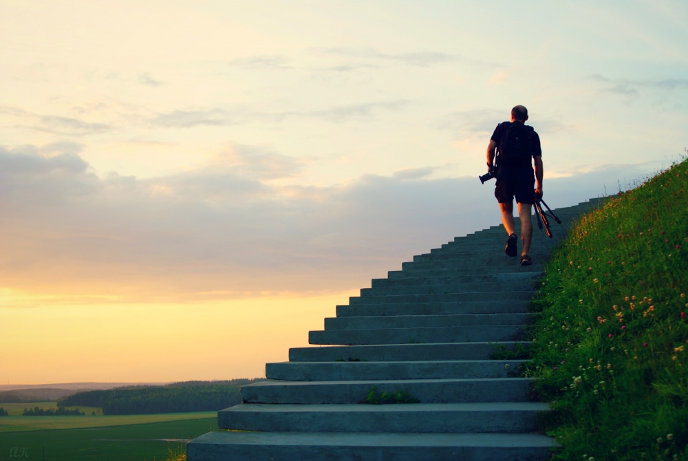 Fotograf geht in die Luft