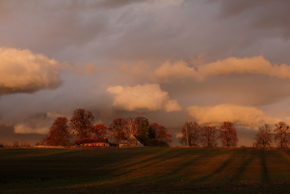 Herbst Landschaft mit Gehöft