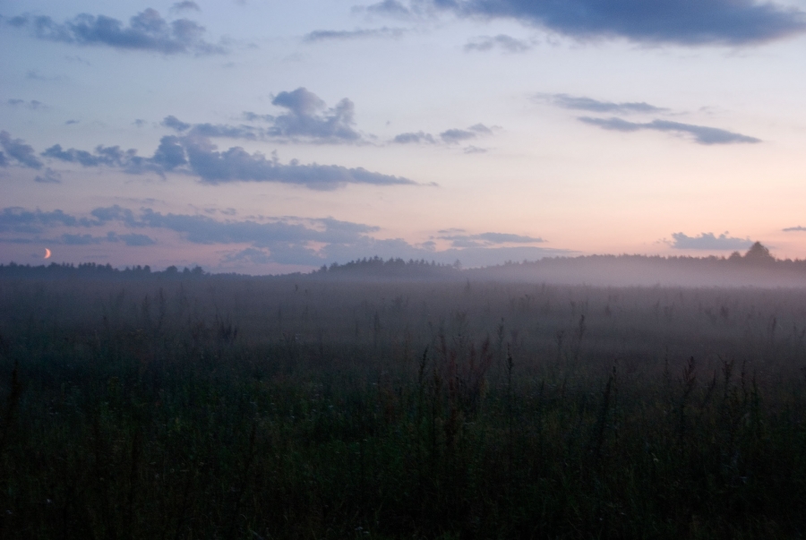 Sonnenaufgänge und Sonnenuntergänge im Nebel