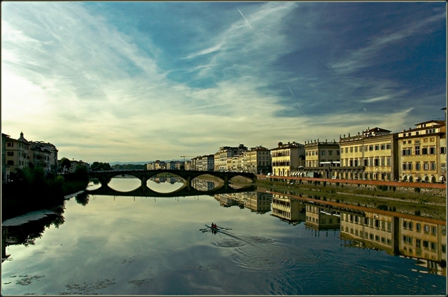 Sonnenuntergang auf dem Arno