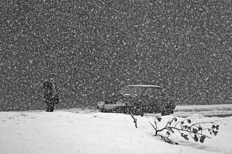 In einem Schneesturm.
