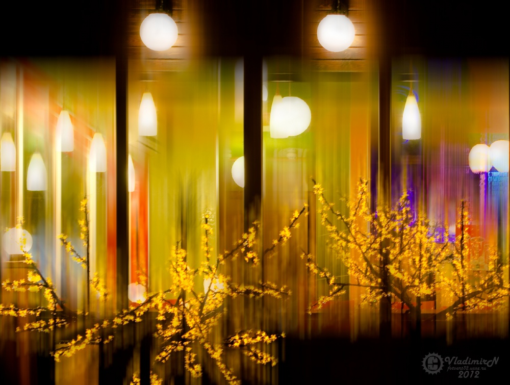 Lichter am Abend Café