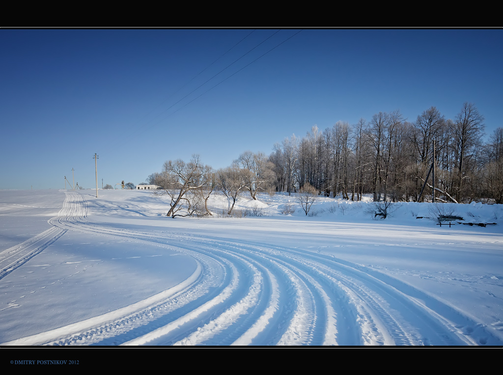 Footprints in the snow.