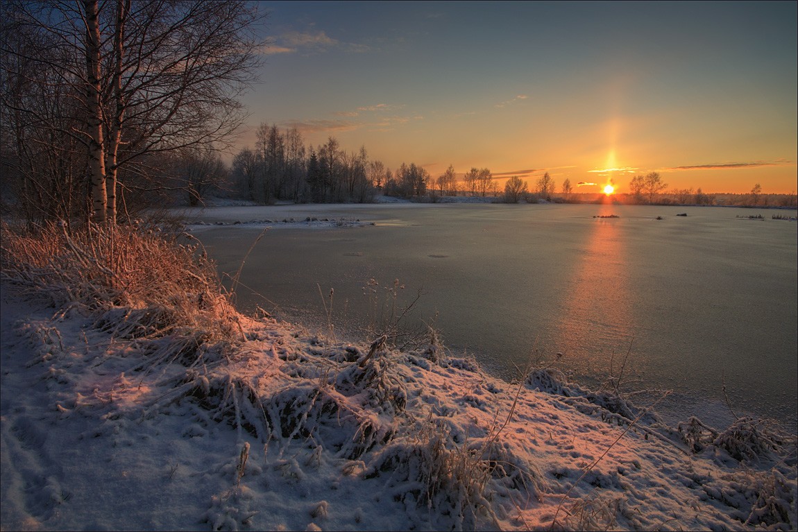 Januar der erste Sonnenuntergang