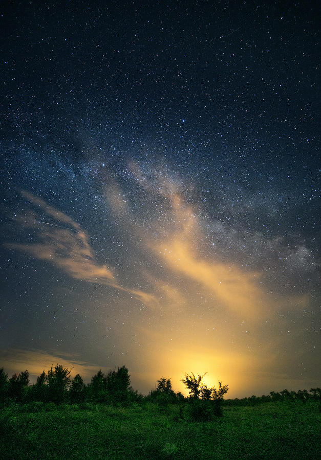 Eine Nacht mit Wolken und Licht heilen
