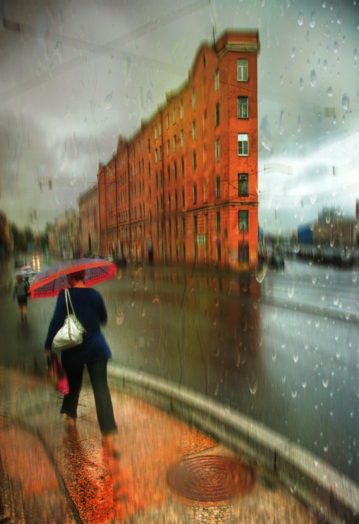 regnerischen Morgen auf Fontanka