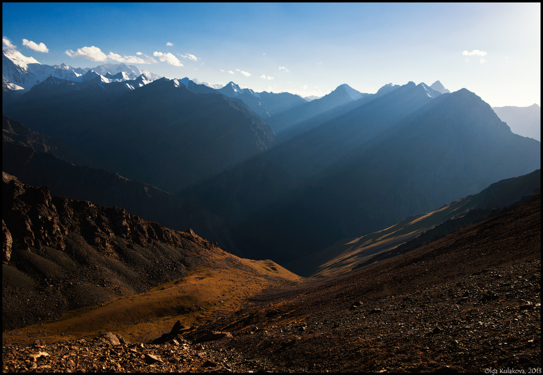 über den warmen Abend Berg