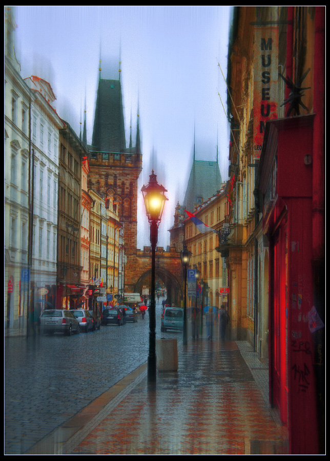 Regen über der Laterne