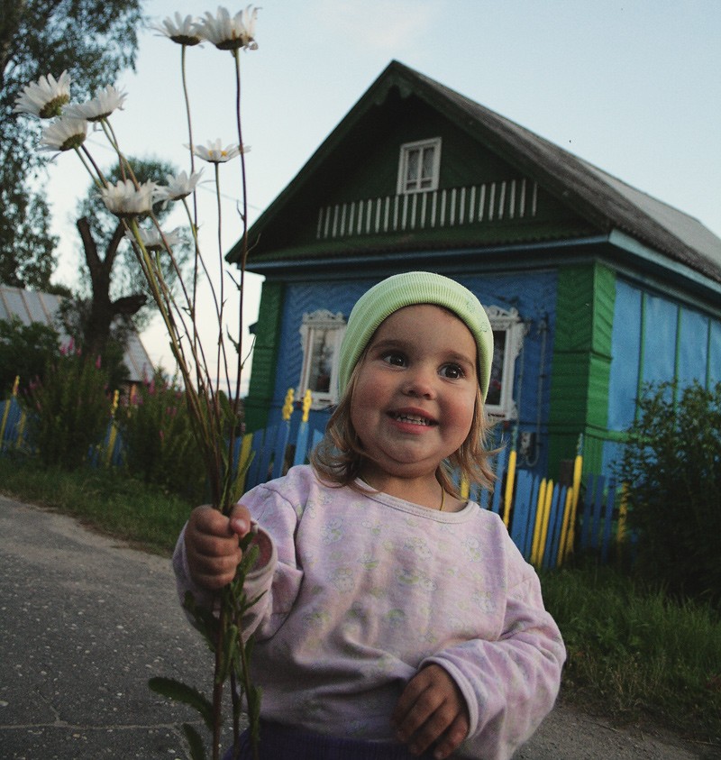 Porträt eines Mädchens mit Gänseblümchen 2