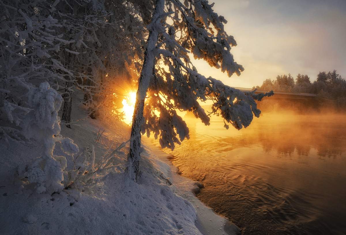 Eisiger Nebel Kugel Gold River ...