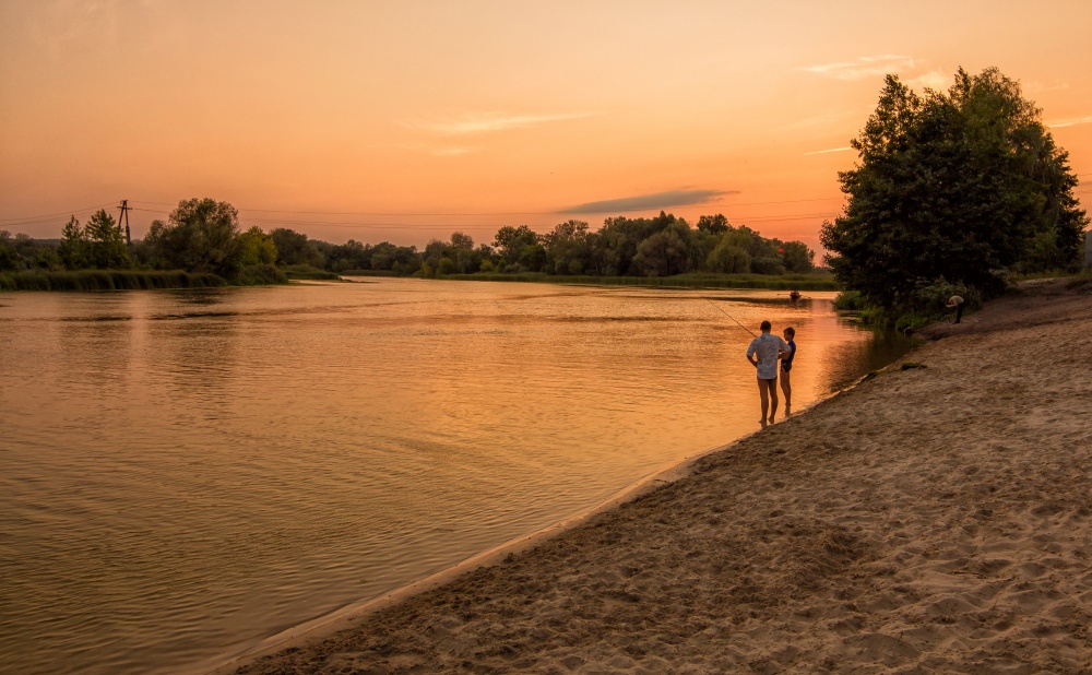 Am Abend Sonnenuntergang