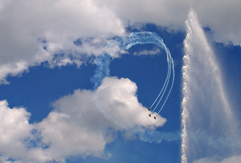 Brunnen und Flugzeuge