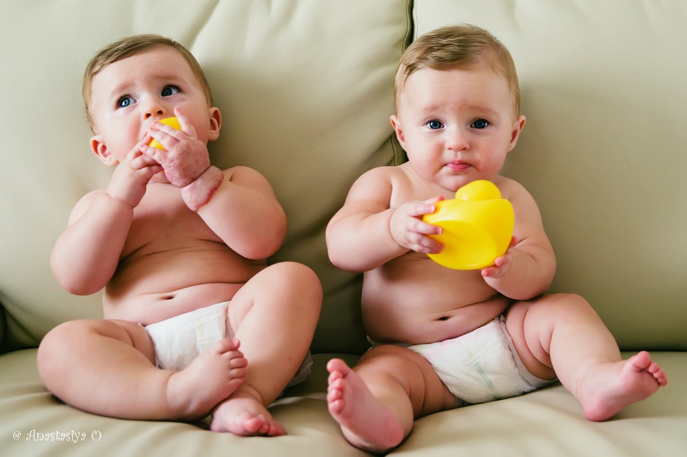 Adorable twin sisters