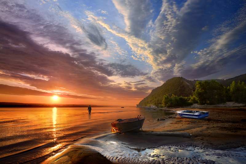 Angeln in den Morgen.