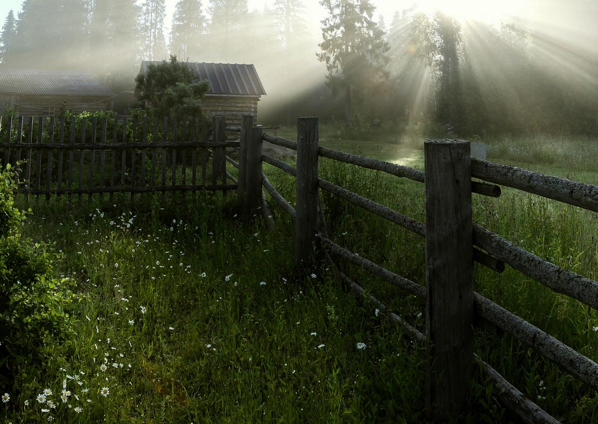 Von den frühen Morgenstunden gehen auf der Veranda ...