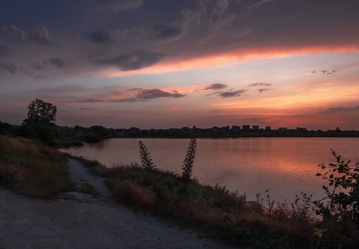Sonnenuntergang über der Stadt ging