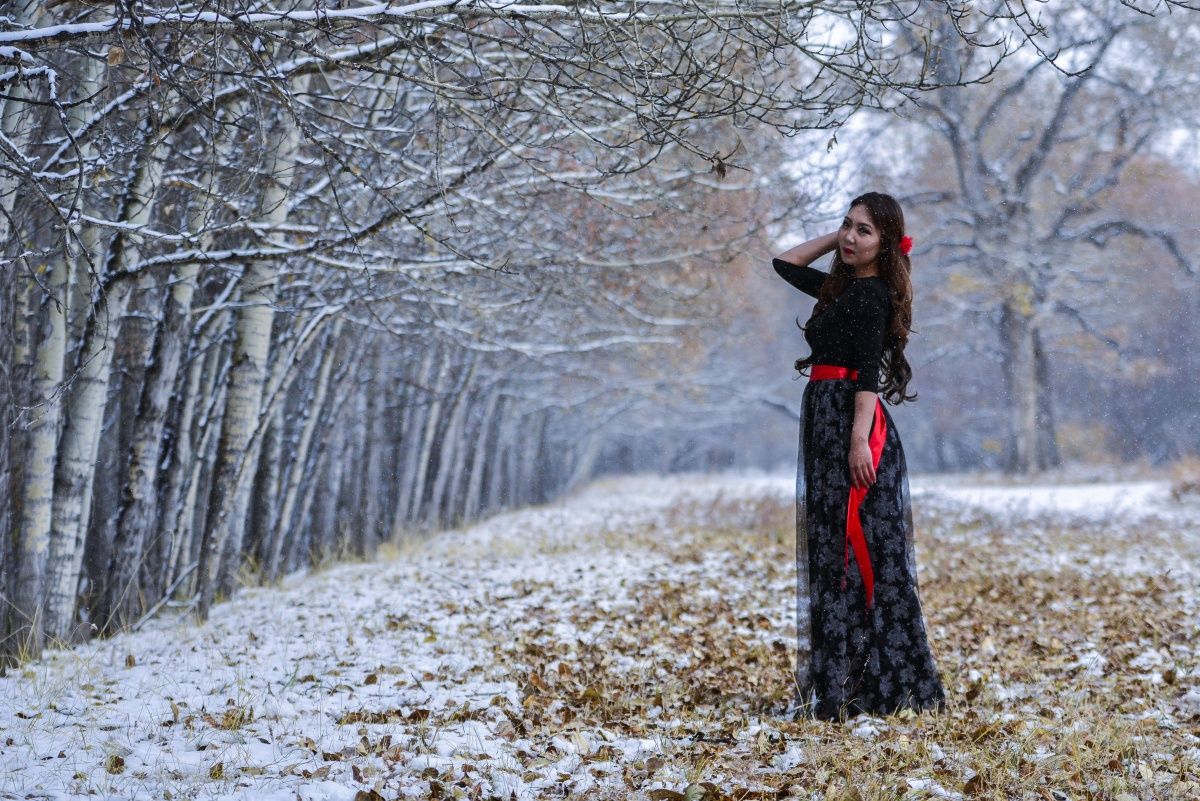 erste Schnee, und Tochter