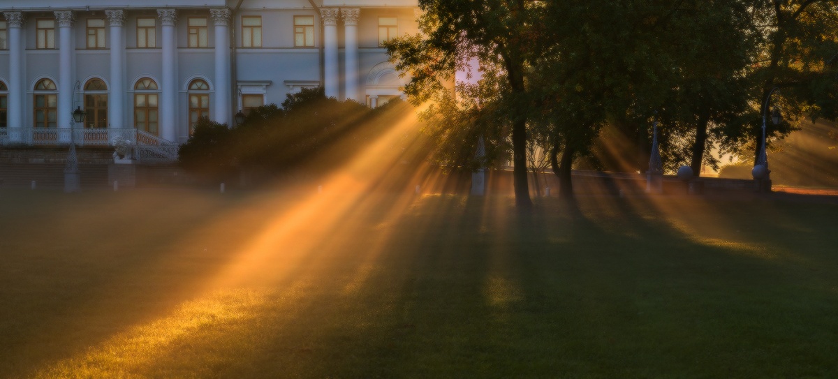 Die Strahlen der Sonne, Nebel.