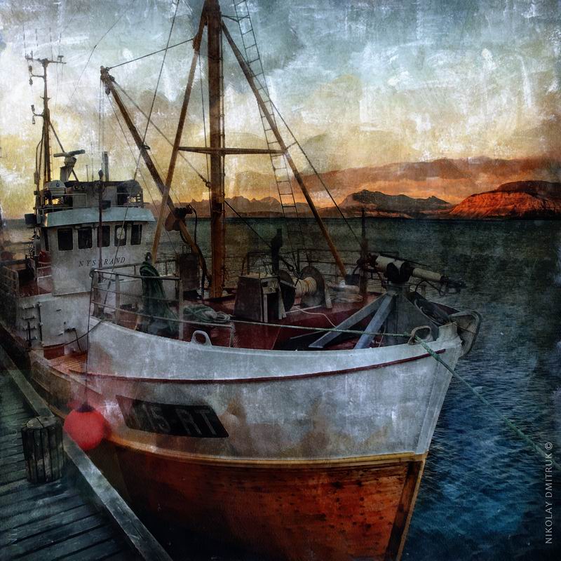 weiße Nacht Walfänger. Norwegen. Harstad