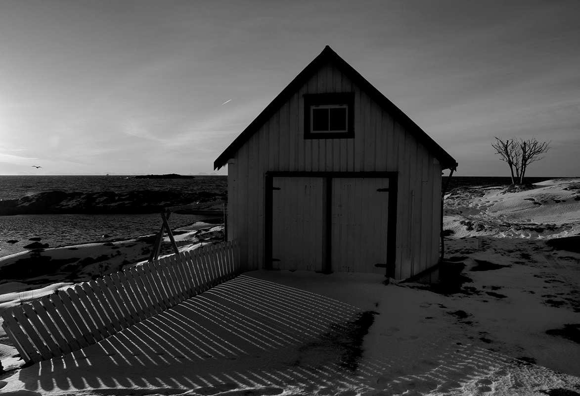 Schatten auf dem Zaun