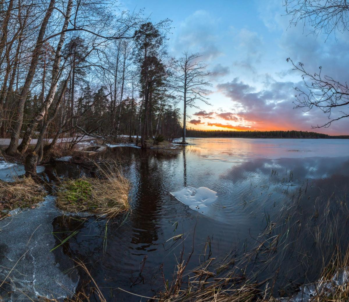 Tauen Sie auf dem See.