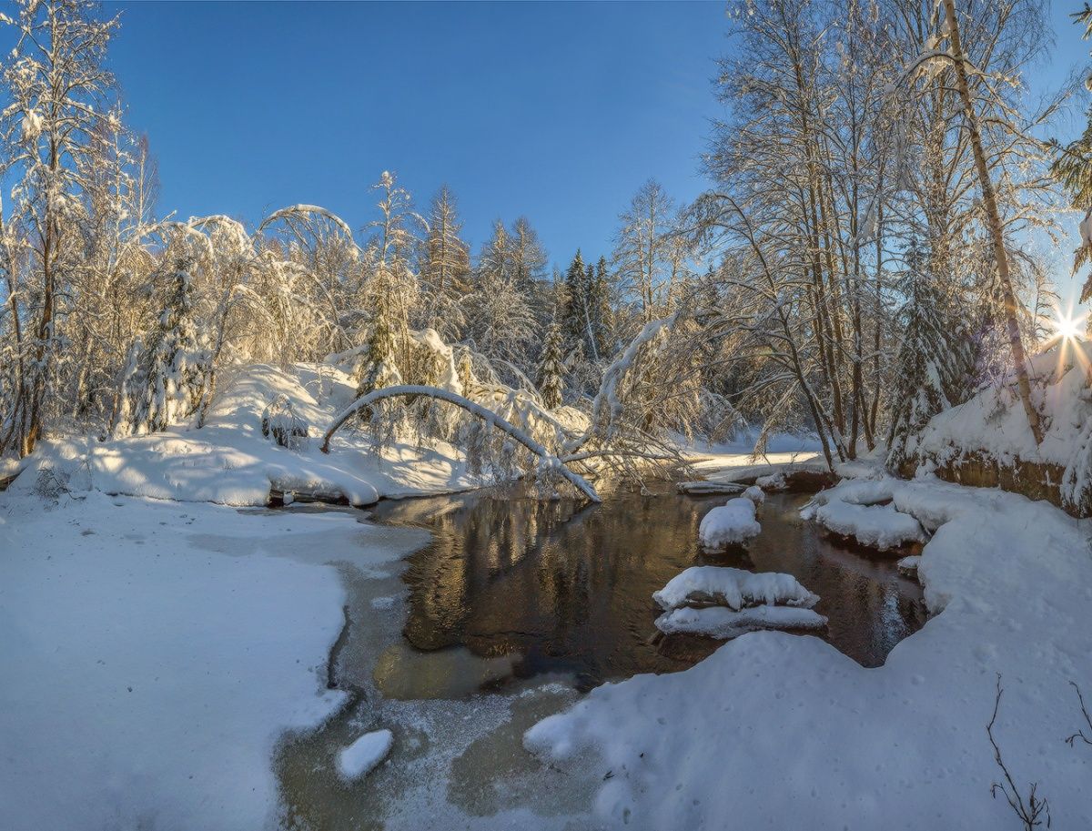 Winter-Blick auf dem Fluss.