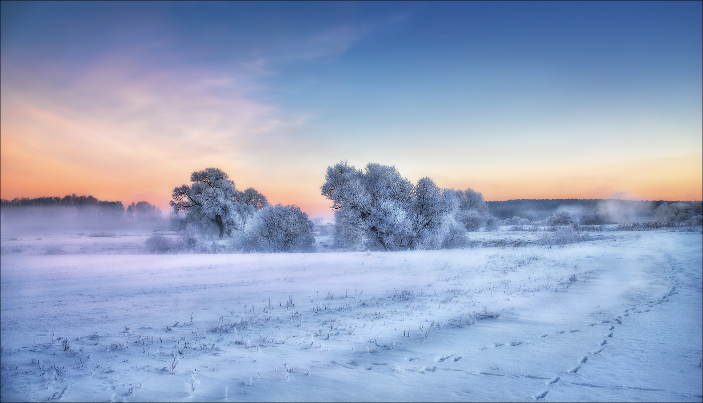 Über Winter Morgengrauen