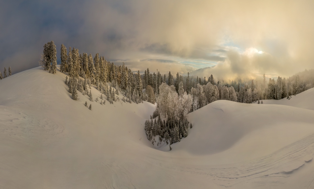 Sonnenaufgang durch den Nebel.