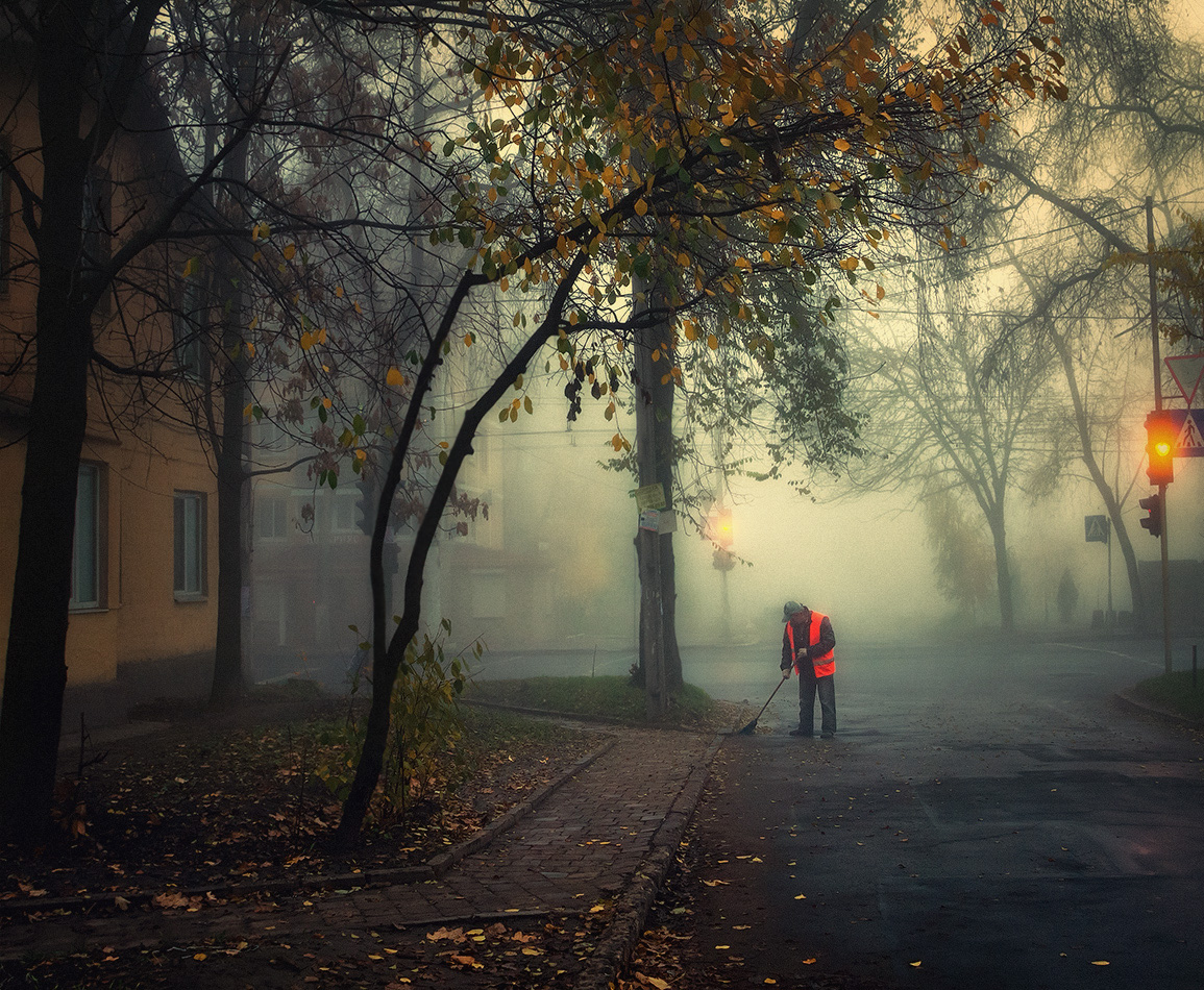 Janitor Fegen der Herbst ...