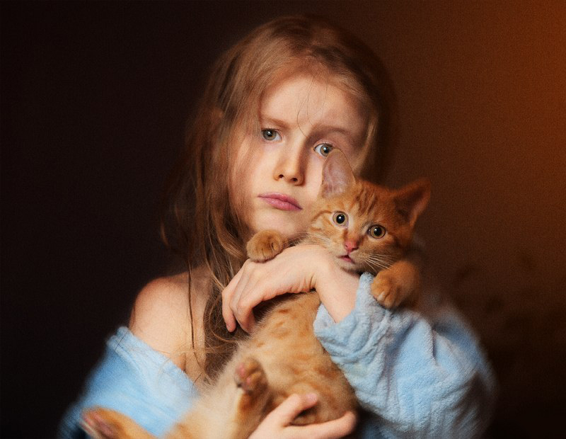 The baby and the cat