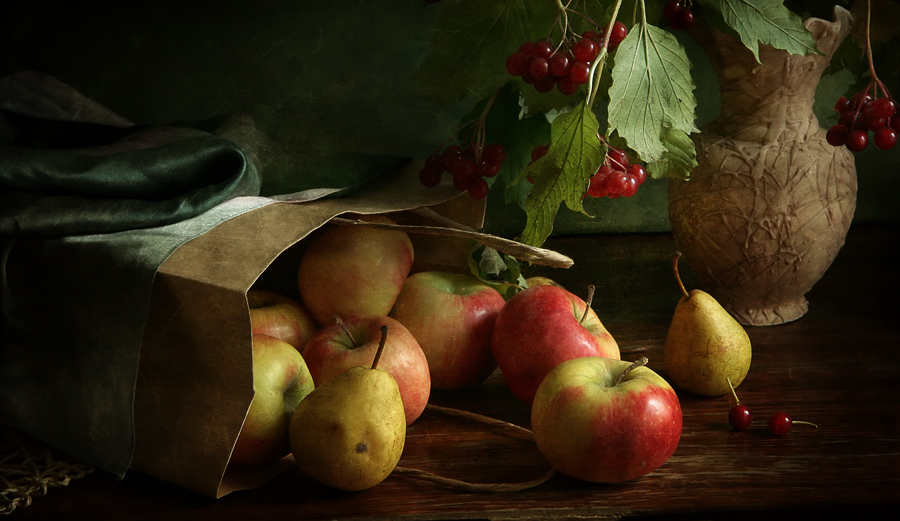 Äpfel mit Schneeball