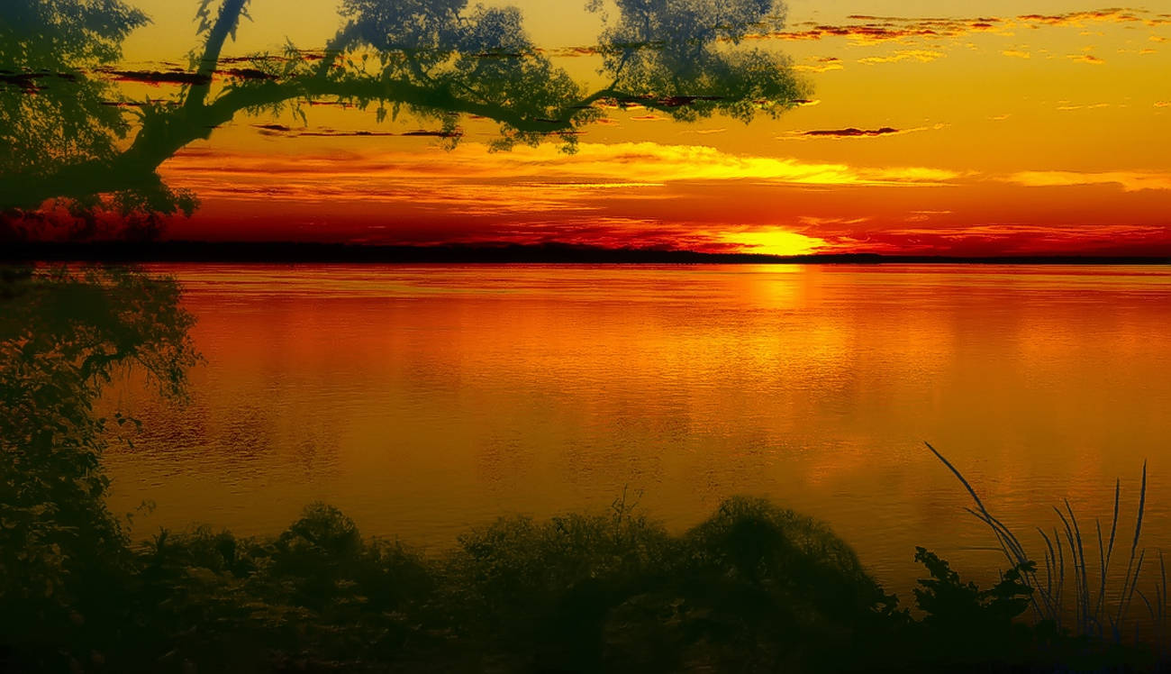 Sonnenaufgang über dem Fluss