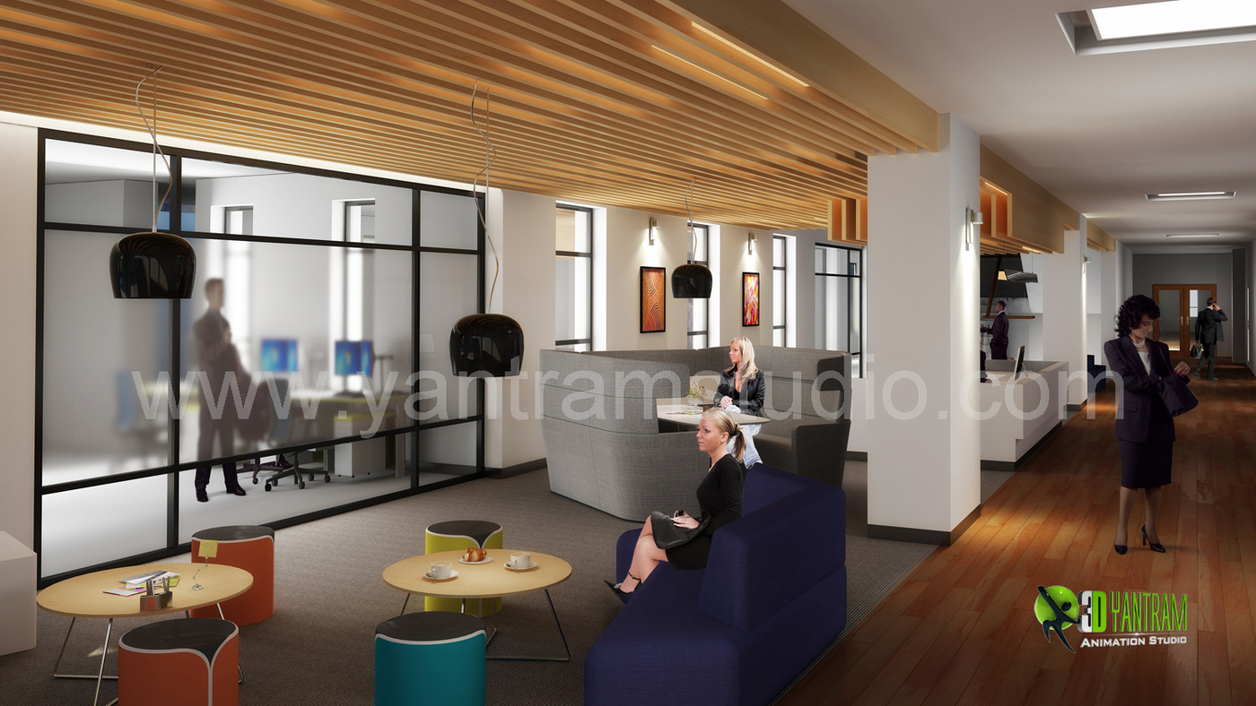 3D-Visualisierung von Innendesign für Büro