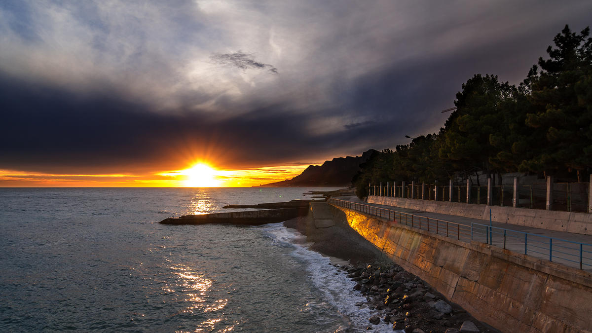 Sonnenuntergang im Park