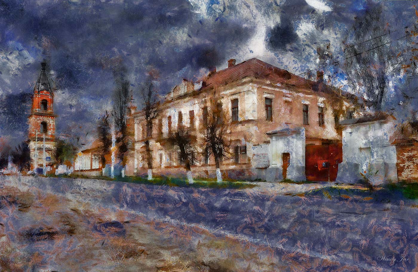 Gewitter über die Stadt.