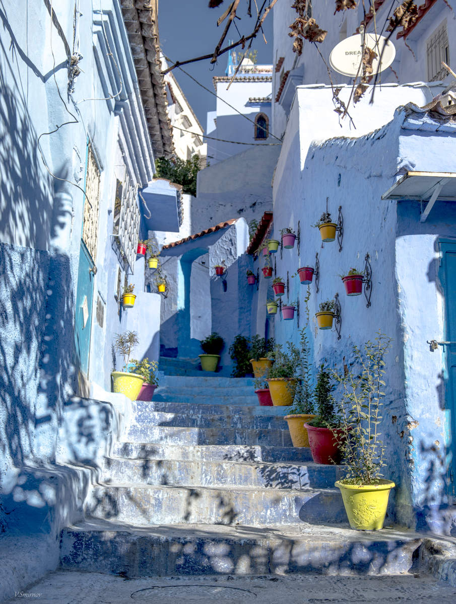 Die Straßen der blaue Stadt.