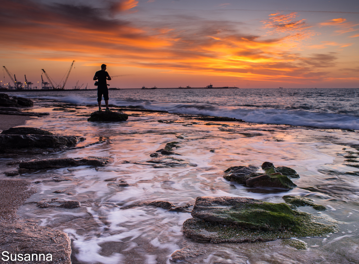 Angeln bei Sonnenuntergang