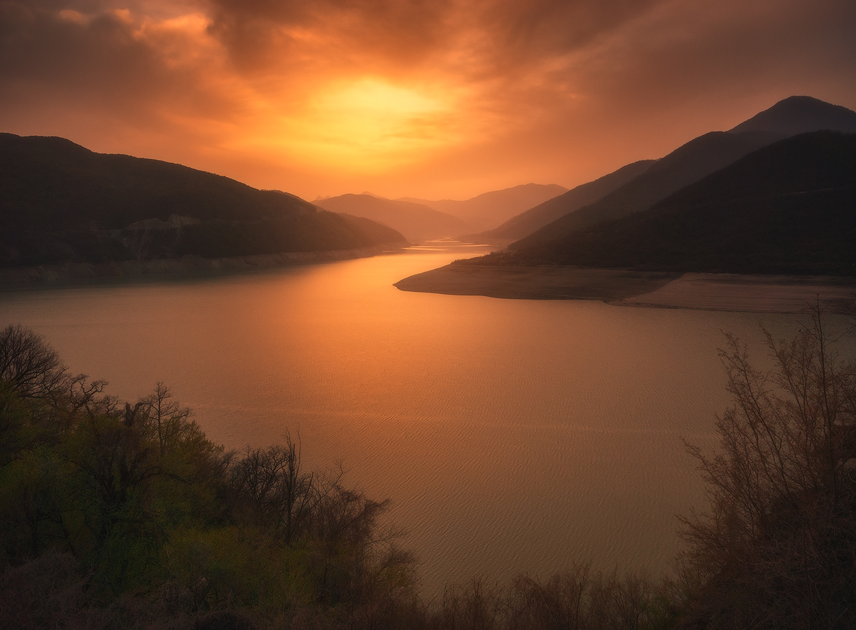 Herbst-Sonnenuntergang