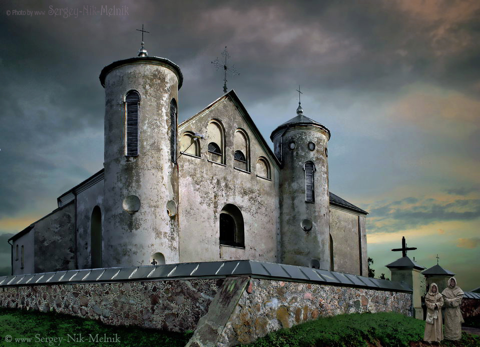 die Kirche mit den Mönchen