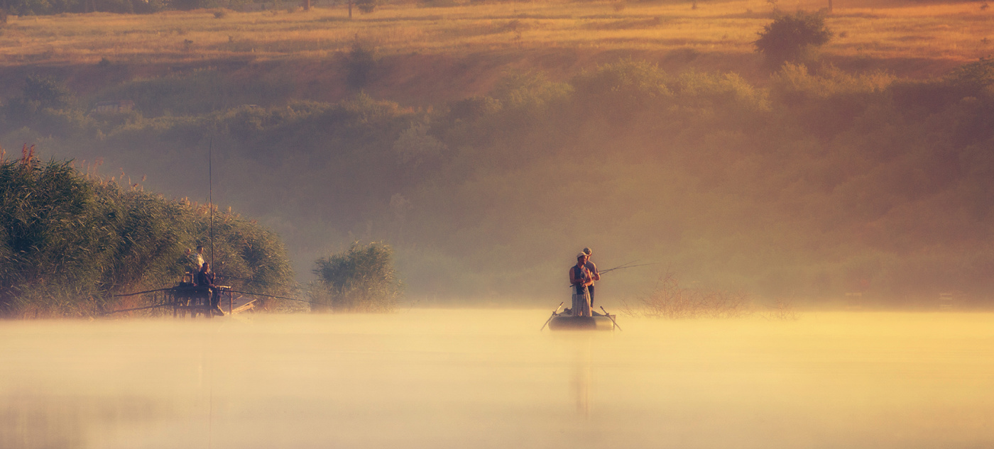 Angeln bei Sonnenuntergang