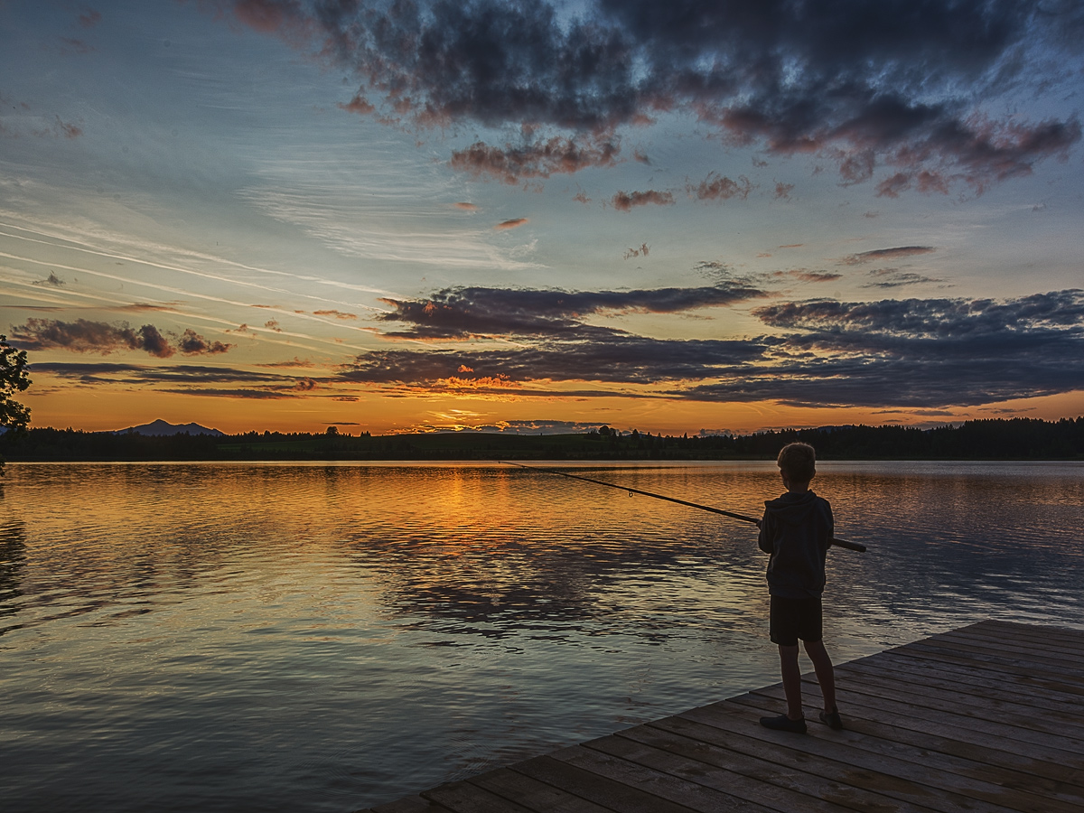 Am Abend Sonnenuntergang