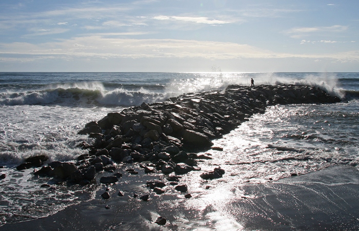 Angeln in einem Sturm