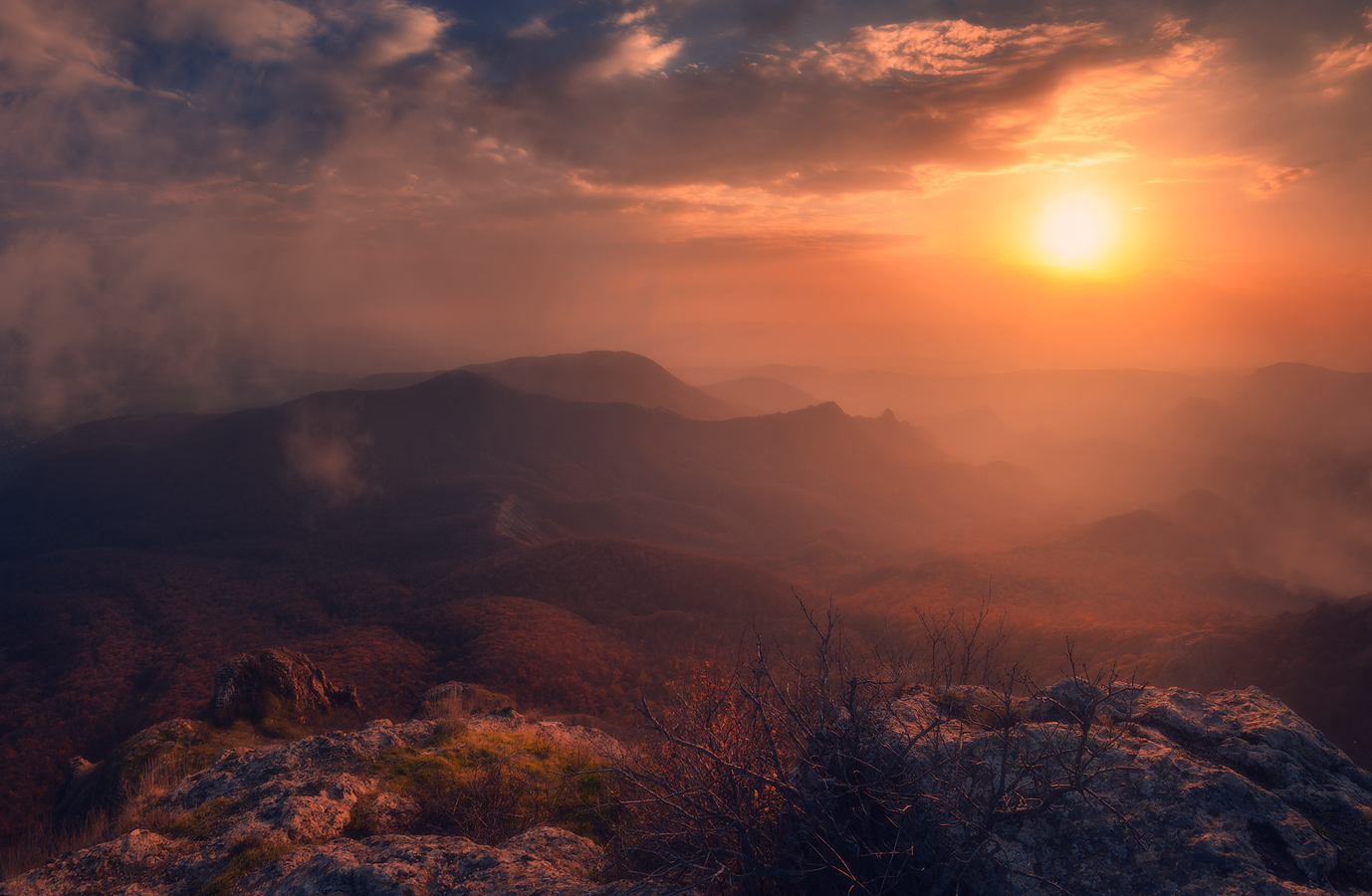 Herbst-Sonnenuntergang